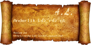 Anderlik Lóránt névjegykártya